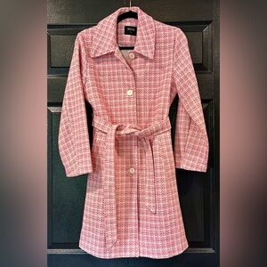 WEEK& Retro Tweed Pink & White Coat Barbiecore Size Small